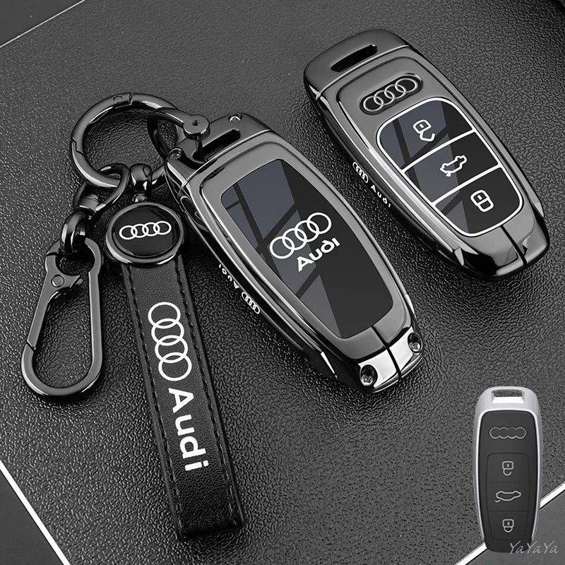 3 Button Metal Car Key Case Cover Key Protect Shell For Audi A3 A4 Q3 Q5 TT A1 A4L A5 Q5L Q7 A6L A7 A8L A6 S3 S4 RS5 RS Sticker