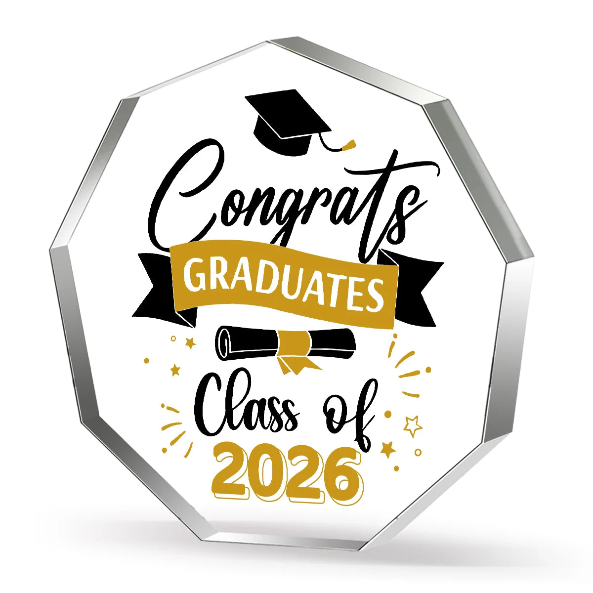 2026 Graduation Keepsake-Acrylic Desk Ornament for College & High School Grads,No Batteries Required,Feather-Free Party Supplies