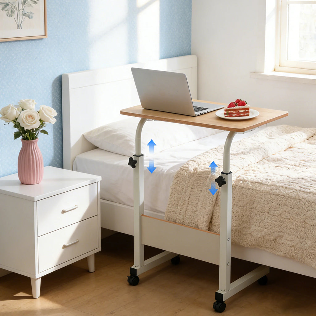 Freestanding Mobile Laptop Desk with Wheels, Adjustable Computer Desk, Load-bearing Capacity about 33.07 Lbs