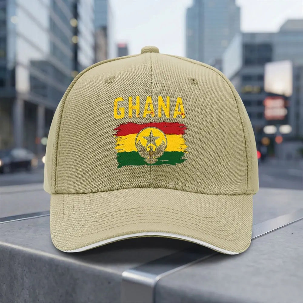 Ghana Flag Distressed Baseball Cap Adjustable Unisex Outdoor Sports Curved Brim Hat