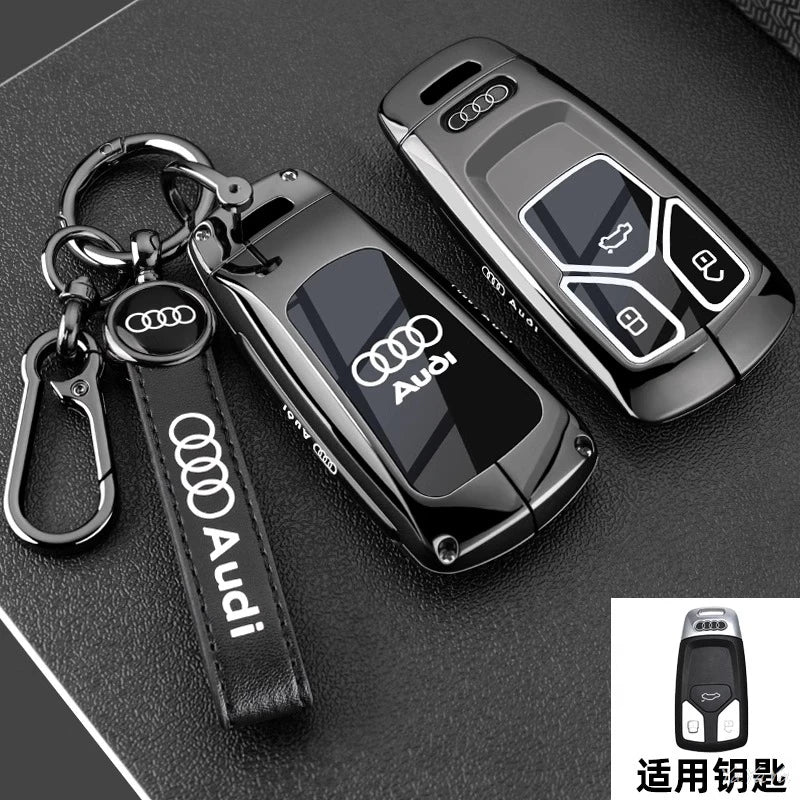 3 Button Metal Car Key Case Cover Key Protect Shell For Audi A3 A4 Q3 Q5 TT A1 A4L A5 Q5L Q7 A6L A7 A8L A6 S3 S4 RS5 RS Sticker