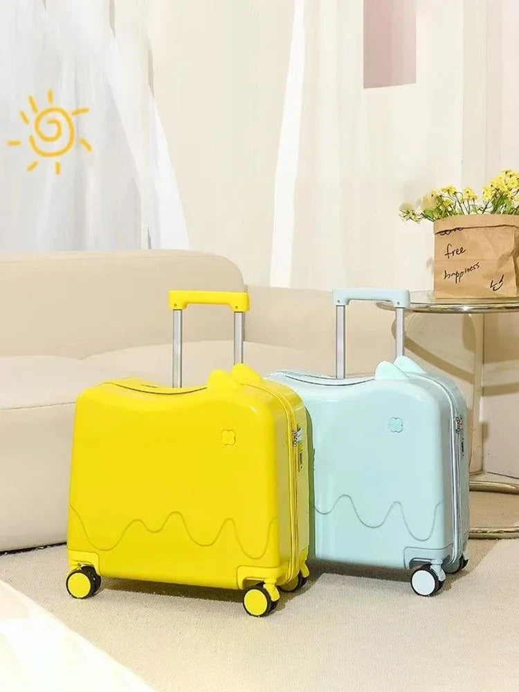 18 Inch Kids Luggage Can Sit and Ride on Suitcase  Carry-on Luggage Bag Travel Suitcase for Children Trolley Case With Wheels