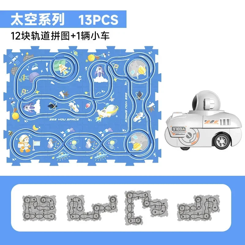 Kids Puzzle Puzzle Electric Track Car DIY 3-6 Year Old Children's Automatic  Car Track Christmas Gift Toy Set Electric Track Car