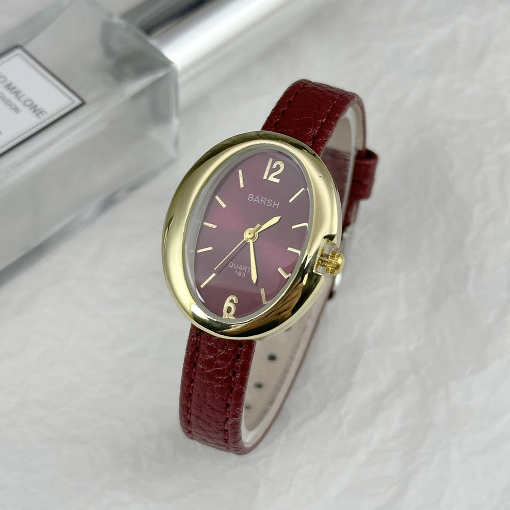 Fashion Quartz Watch for Women Simple Leather Strap Pigeon Egg Dial Ladies Watches Luxury Gift Girl Wristwatches Dropshipping