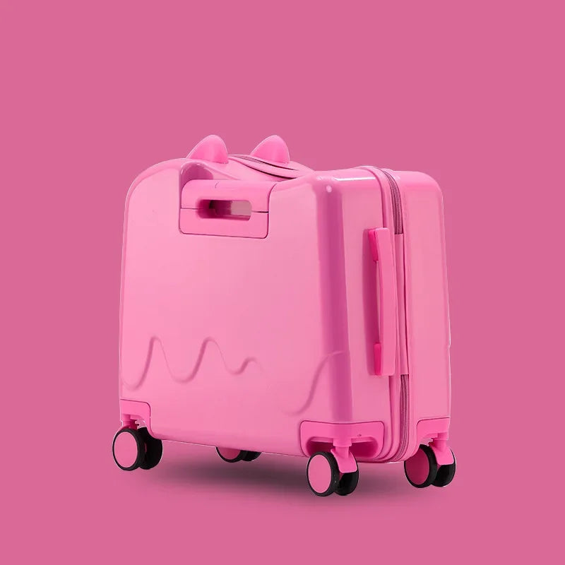 18 Inch Kids Luggage Can Sit and Ride on Suitcase  Carry-on Luggage Bag Travel Suitcase for Children Trolley Case With Wheels