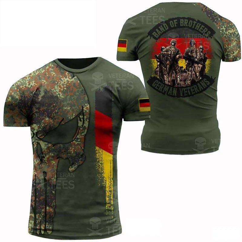Germany Flag T Shirt Men Tops Tee Shirts 3D Jungle Camo Printed Deutschland Eagle Emblem T-Shirt Olive Beige Forest Short Sleeve