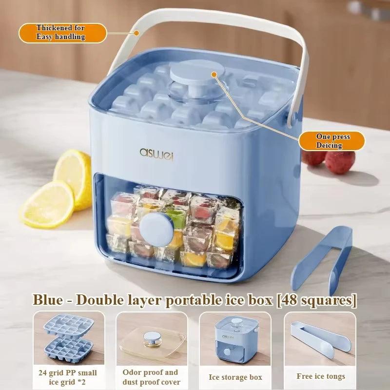 48 Rows Ice Maker With A Simple Press On Lid Double Layer Design Essential For Making Homemade Ice For Desserts And Beverages