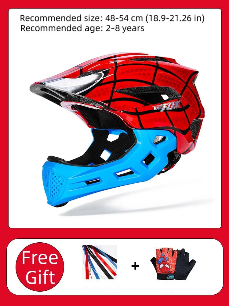 BATFOX Kids Helmet Full Face Mtb Bicycle Helmet child Children Girl and Boy Cycling BMX Detachable Downhill Multi-Sport Helmet