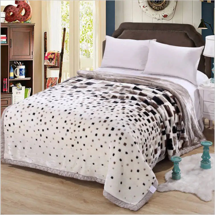 Soft Warm Fluffy Blanket Spring Summer Double Layer Raschel Mink Throw Blanket Bedspread Coverlet Thick Blanket