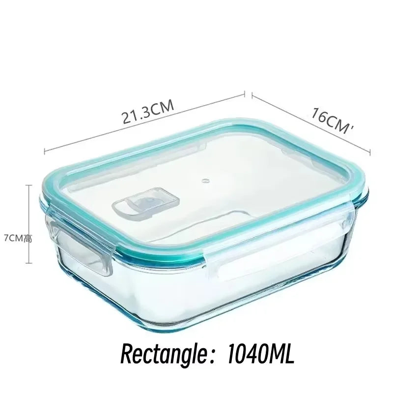 Glass Lunch Box Sealed Fresh-Keeping Box with Lid Portable Student Picnic Box Microwave-Heated Special Food Container Bento Box