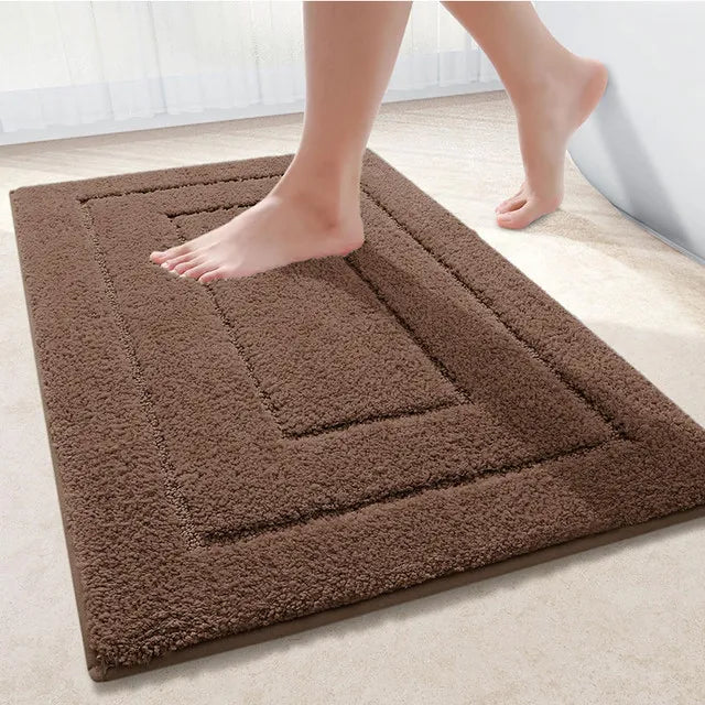 Microfibre Bathroom Rugs Non-Slip Washable Bath Doormat Water Absorbent Resist Dirt Bath Carpet Shower Velveteen Foot Mat