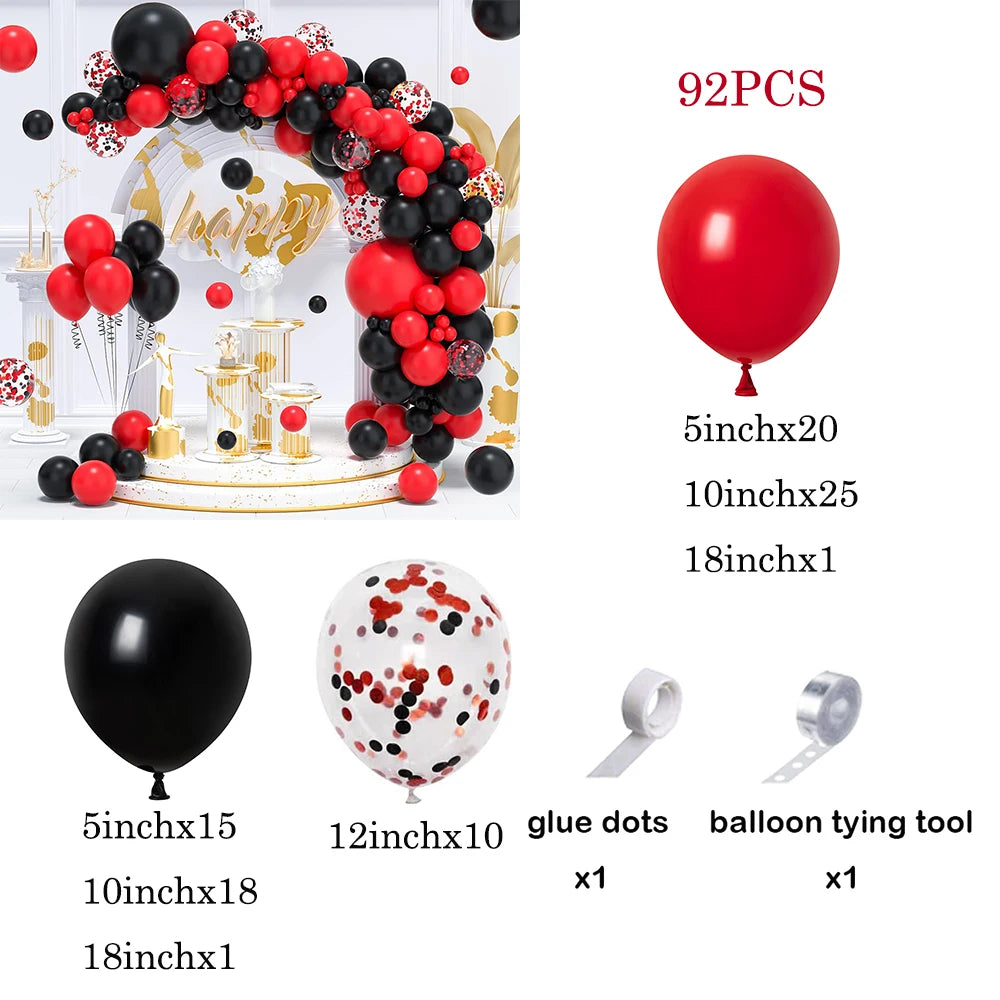 1 Set Red Black Balloons Garland Arch Kit Baby Shower Birthday Decorations Red White Black Silver Balloon Graduation Party Decor