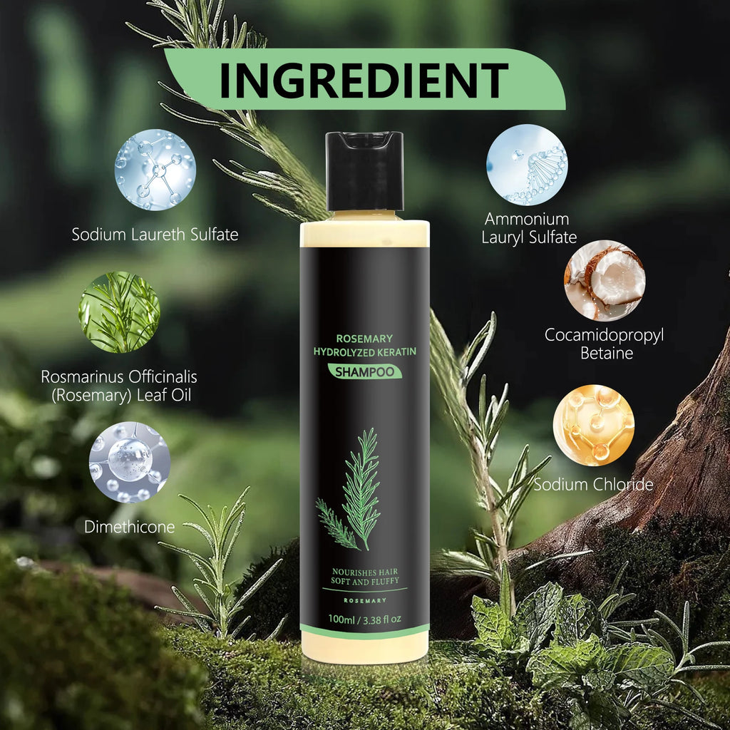Rosemary Hair Growth & Anti-Baldness Shampoo - Deeply Nourishes, Repairs Split Ends, Soothes Scalp & Fights Dandruff.