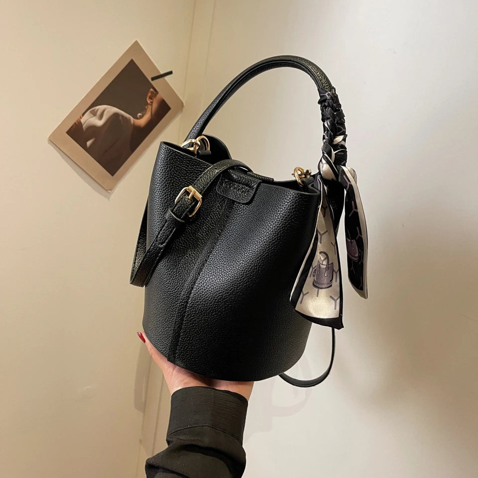 Hot Selling Simplicity High-End Women's Crossbody Bag Pu Material Versatile Bucket Bag Fashion Handbag Commuting