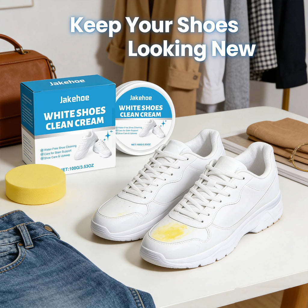 White Shoe Cleaning Cream Remove Yellow Stains Reduce Odor Water-Free Restore Luster Decontamination Specific White Shoe Cleaner