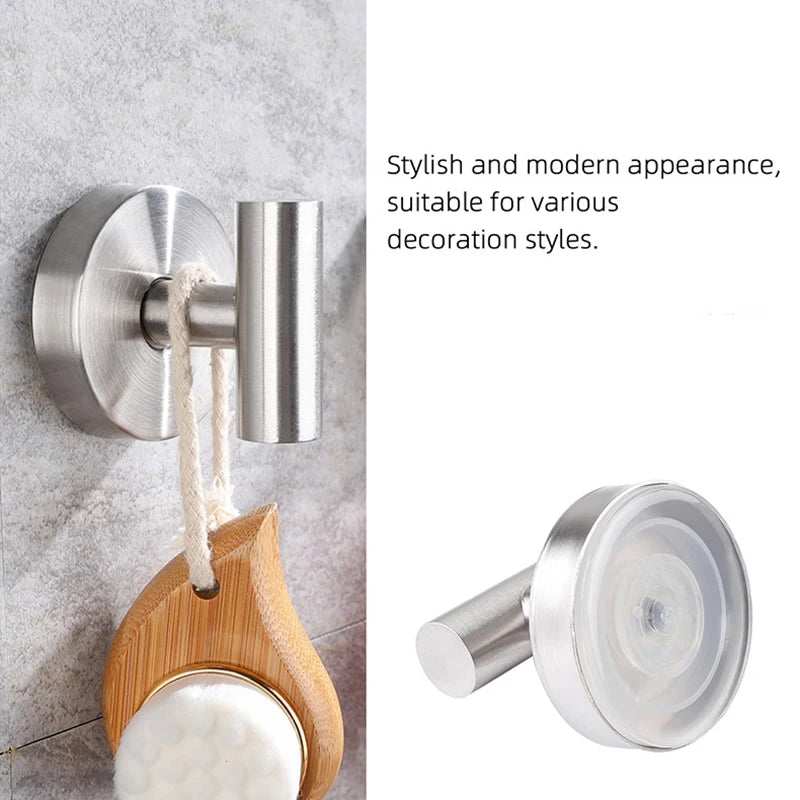 1/2PCS Stainless Steel Suction Cup Hooks Punch-free Wall Mounted Hook Hanging Towel Holder Bathroom Kitchen Vacuum Suction Cup