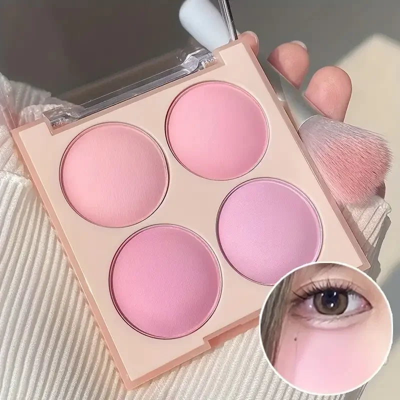 4-color matte blush palette - pinkish purple tones, waterproof, long-lasting natural nude makeup, perfect gift, Korean-style