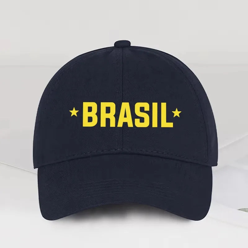 Brazil Fans “BRASIL” Printed Soft-Peak Baseball Cap Unisex Adjustable Sun Hat for Soccer Enthusiasts Adult Child Sunscreen Hats