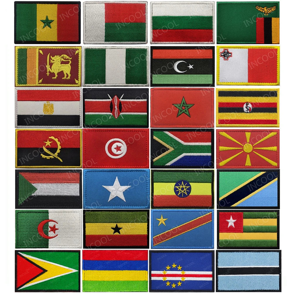 Africa Egypt Kenya Algeria Nigeria Tunisia Morocco Mauritius Guyana South Sudan Ghana Liberia Niger Congo Senegal Flag Patches