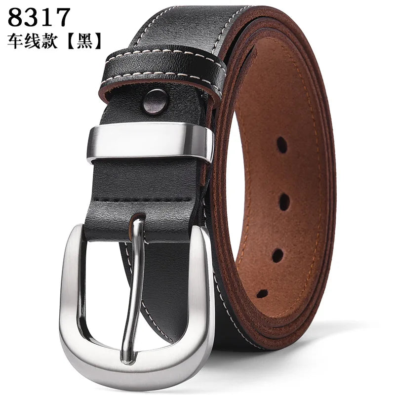 Men's Cowhide Pin Buckle Waistband Plus Size 105-140 150 160 170cm Genuine Leather Retro Belt Handmade Casual Trend Waist Strap