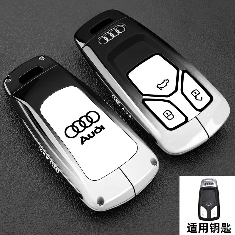 3 Button Metal Car Key Case Cover Key Protect Shell For Audi A3 A4 Q3 Q5 TT A1 A4L A5 Q5L Q7 A6L A7 A8L A6 S3 S4 RS5 RS Sticker