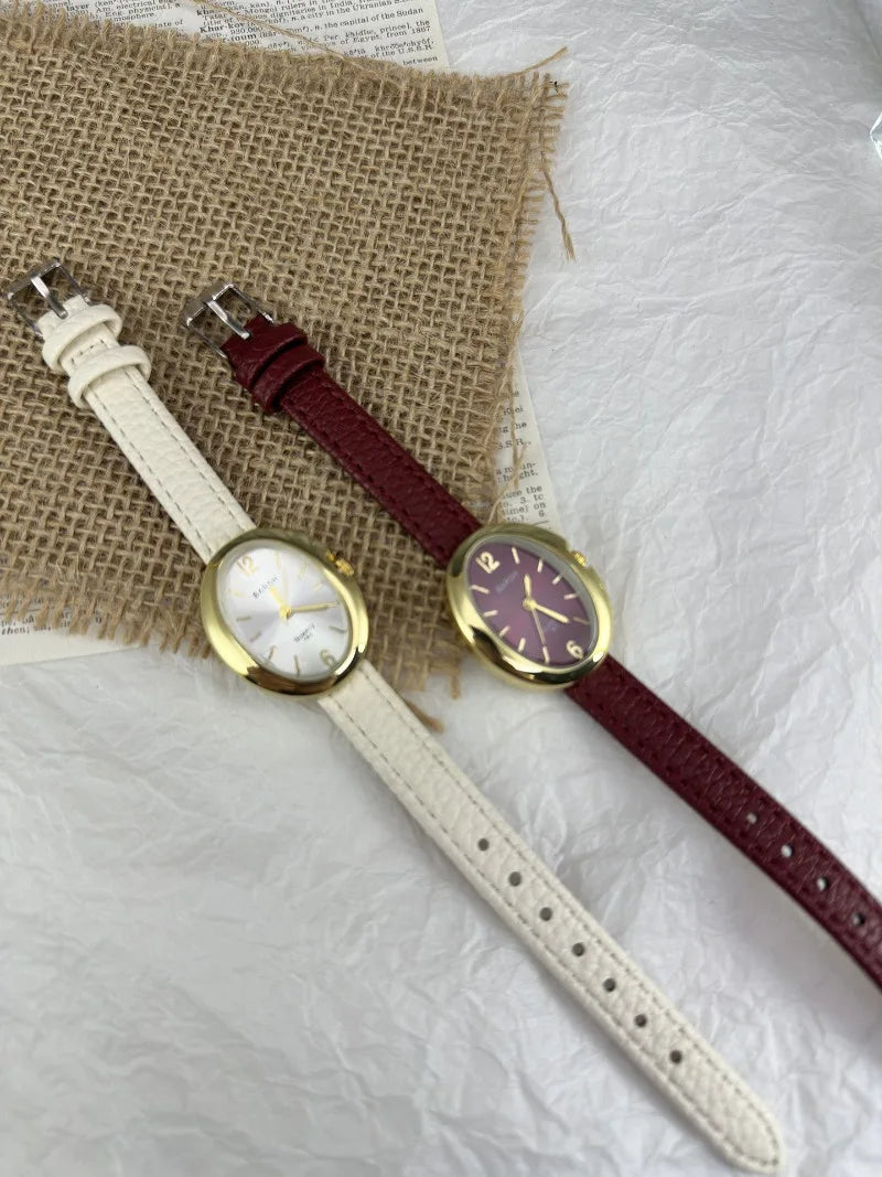 Fashion Quartz Watch for Women Simple Leather Strap Pigeon Egg Dial Ladies Watches Luxury Gift Girl Wristwatches Dropshipping