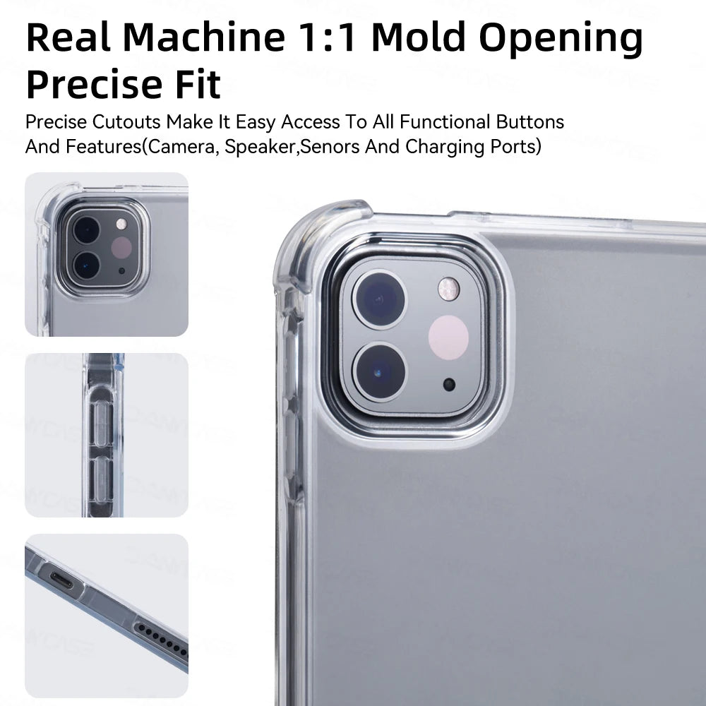 For iPad 10th 11th Generation A16 Air 4 5 6 7 Pro 10.9 11 2024 2025 Magnetic Flip Smart Cover Soft Silicone Pencil Holder Case