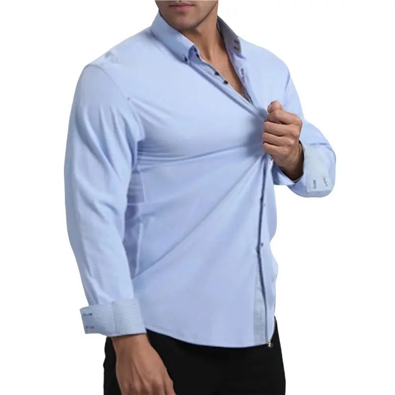 NEW-Mens Dress Shirts Regular Fit Long Sleeve Stretch Business Dress Shirts For Men