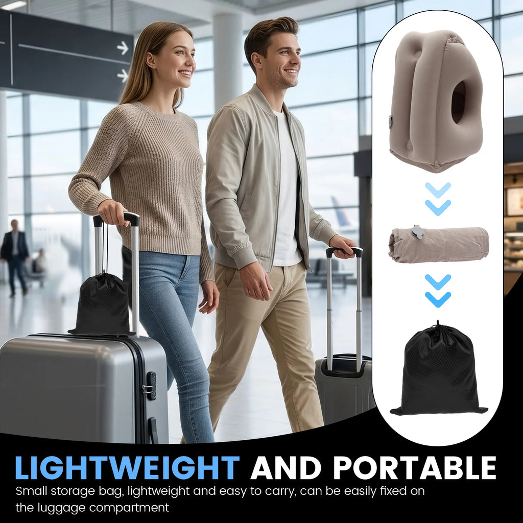 Inflatable Travel Pillow Portable Headrest Chin Support Cushions Support Neck Pillow for Airplane Car Bus Train Office Nap Rest