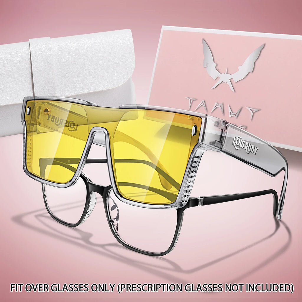 Men's Oversized Square Sunglasses Fit over Lens Myopic Eyeglasses for Prescription Wear Driving Fishing Bicycle Goggles