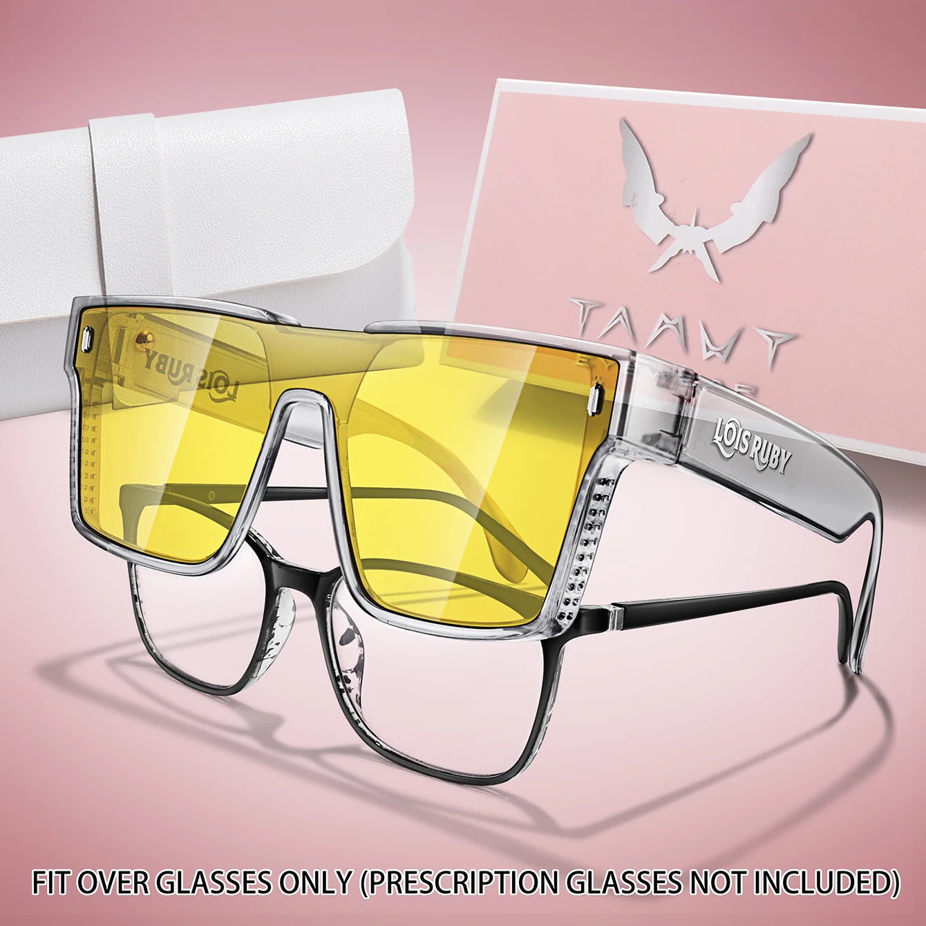 Men's Oversized Square Sunglasses Fit over Lens Myopic Eyeglasses for Prescription Wear Driving Fishing Bicycle Goggles