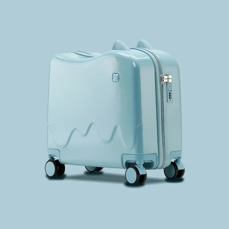 18 Inch Kids Luggage Can Sit and Ride on Suitcase  Carry-on Luggage Bag Travel Suitcase for Children Trolley Case With Wheels