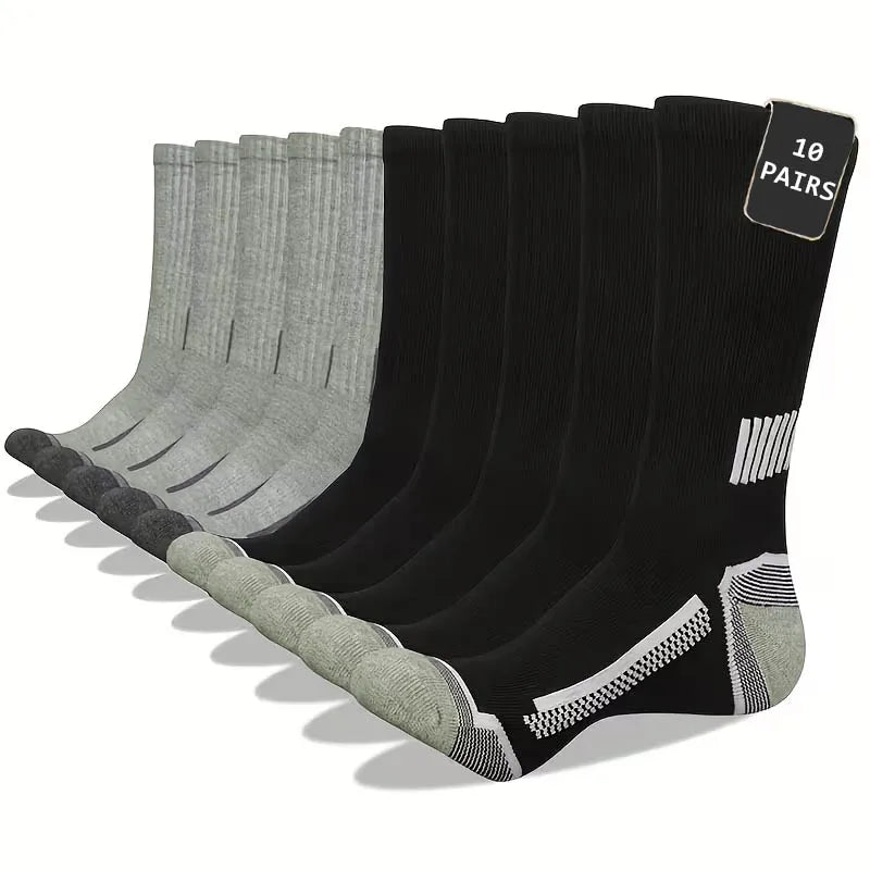 5/10 pairs of men's striped long tube sports socks breathable fashionable suitable for basketball training outdoor running socks