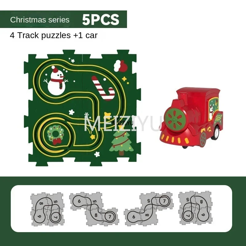 Kids Puzzle Puzzle Electric Track Car DIY 3-6 Year Old Children's Automatic  Car Track Christmas Gift Toy Set Electric Track Car