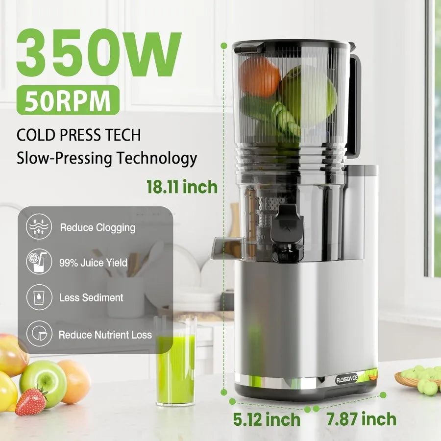 Cold Press Juicer with 6.5Inch Extra Large Feed Chute for Efficient Juice Extraction from Whole Vegetables and Fruits HandsFree