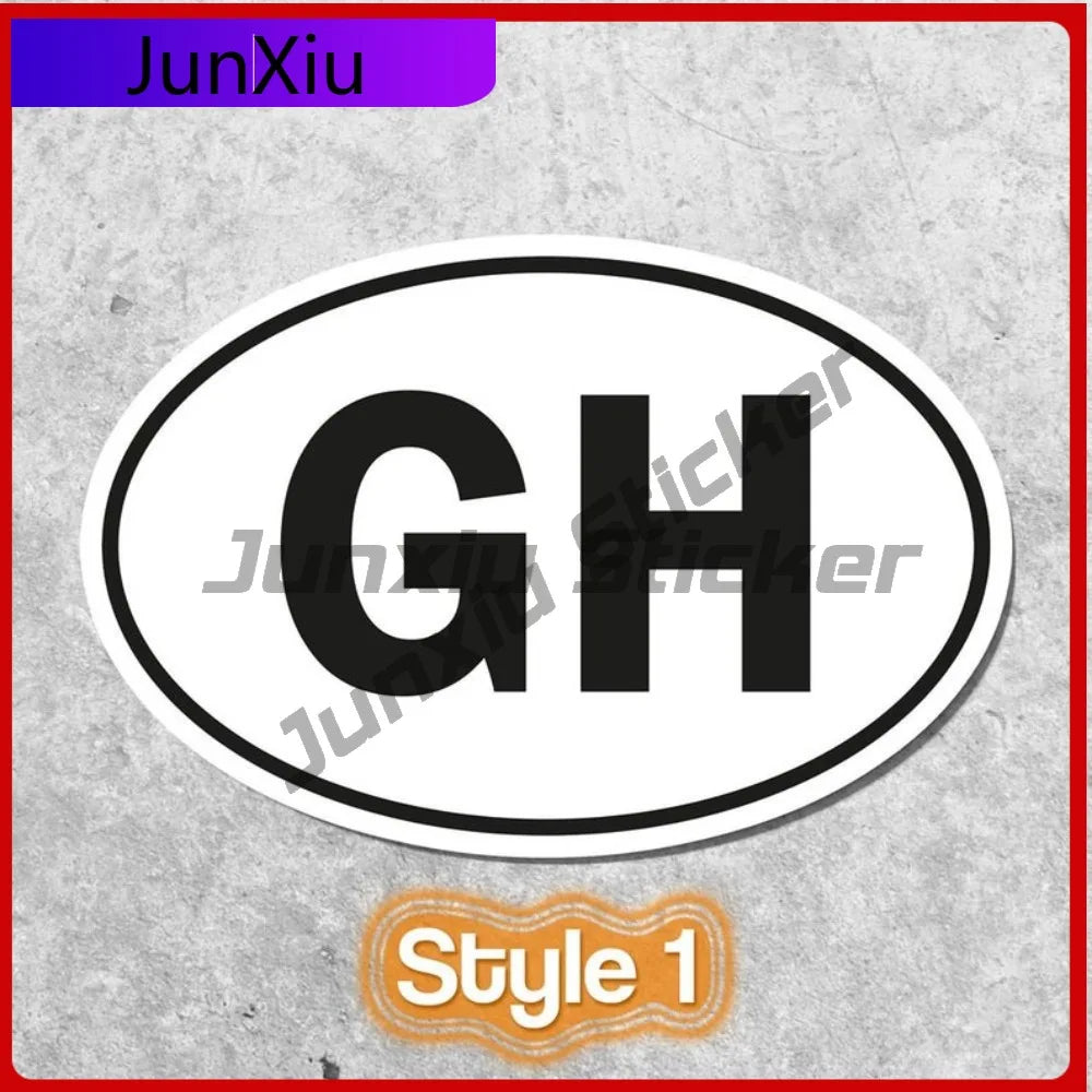 Ghana Flag Sticker Oval-shaped White and Black Country Unique Trunks Laptops Waterproof Scratch Resistant Auto Accessories