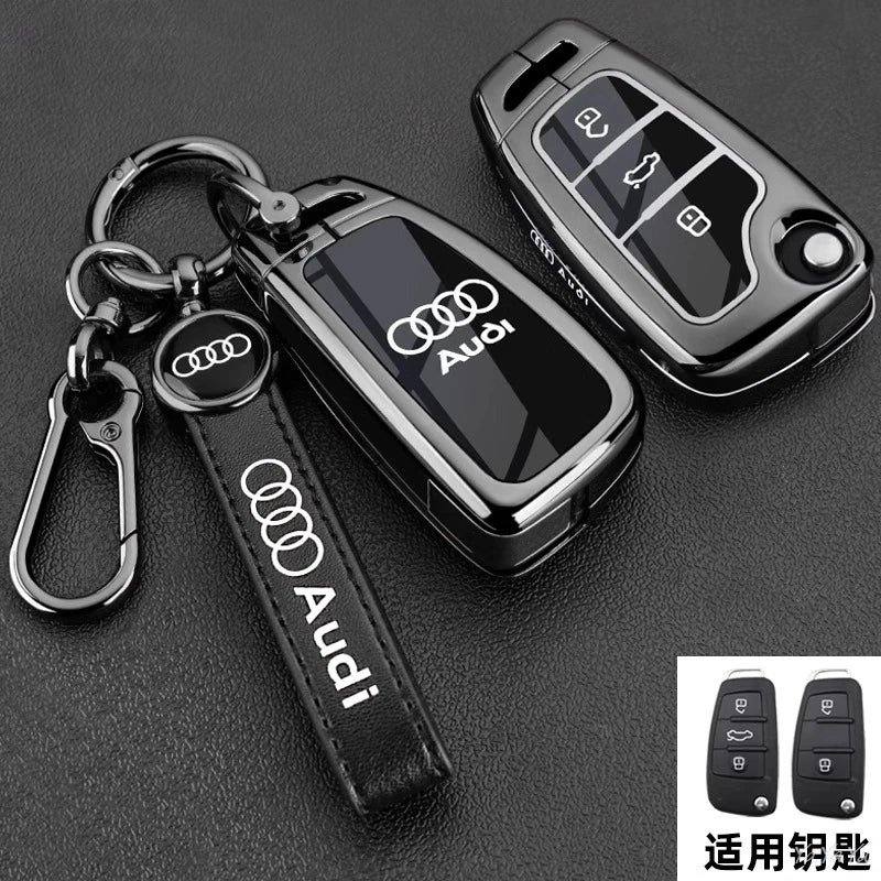 3 Button Metal Car Key Case Cover Key Protect Shell For Audi A3 A4 Q3 Q5 TT A1 A4L A5 Q5L Q7 A6L A7 A8L A6 S3 S4 RS5 RS Sticker