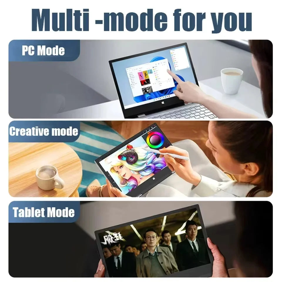 2 in 1 mini Laptop Computer Portable Touch Screen 11.6" Intel N4020 8GB 1/2TB Windows 11 Pro Office Learning Tablet PC Notebook