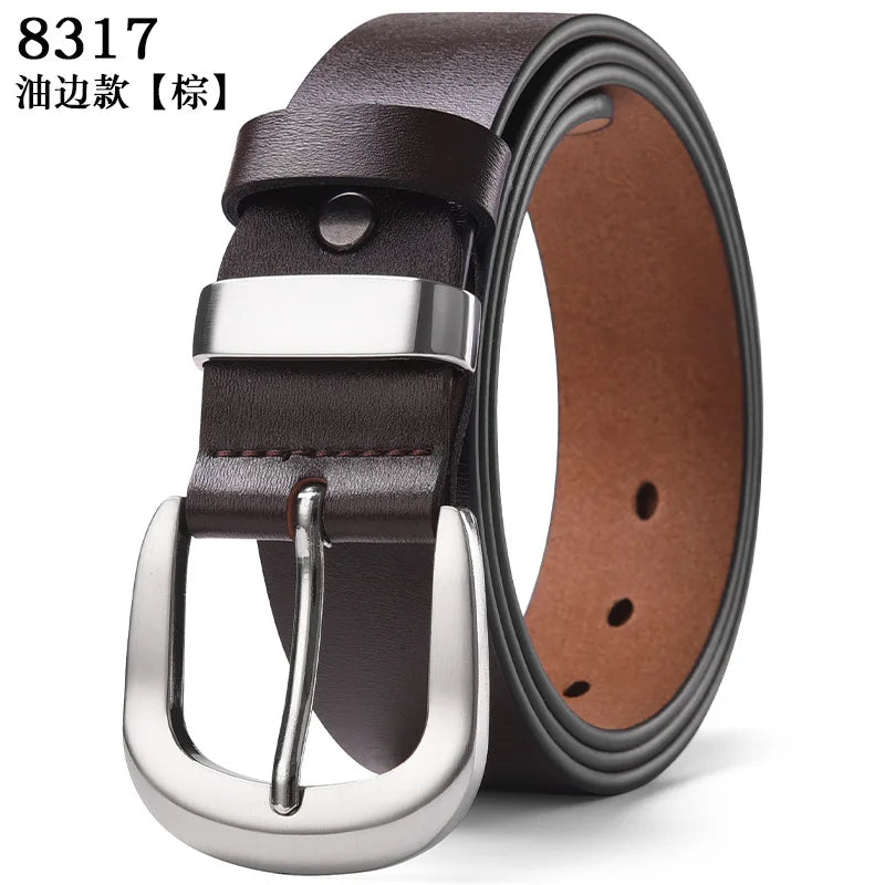 Men's Cowhide Pin Buckle Waistband Plus Size 105-140 150 160 170cm Genuine Leather Retro Belt Handmade Casual Trend Waist Strap