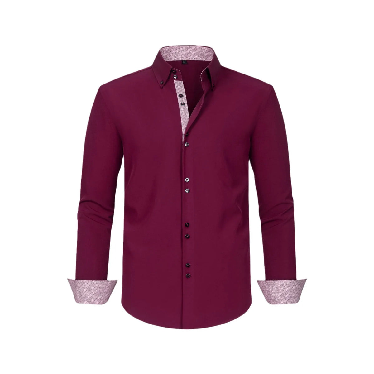 Long Sleeve Casual Shirt For Man Solid Color Patchwork Collar Chic Elegant Double Breasted Men Top Clothing Fashion Streetwear