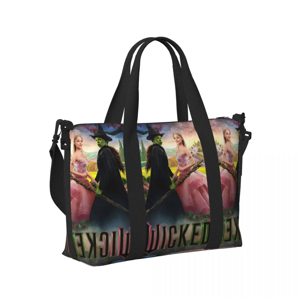 Custom W-Wickeds Funny Turn Round Tote Bag for Women Big Capacity Classical
 Beach Gym Travel Bags