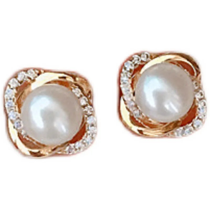 925 Sterling Silver Korean Version Pearl Earrings Fashionable Exquisite French Style Elegant Temperament Accessory for Women
