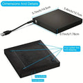 USB 3.0 Type-C External CD DVD Drive, USB 2.0 Slim Protectable External CD-RW Drive DVD-ROM  Player for Laptops Desktop PCs
