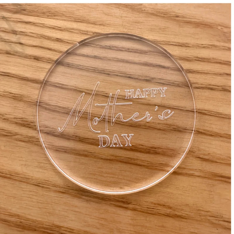 Happy Mother's Day / Father's Day Acrylic Cookie Embosser Stamp - Fondant Cake Decorating Tool for Baking DIY Gifts
