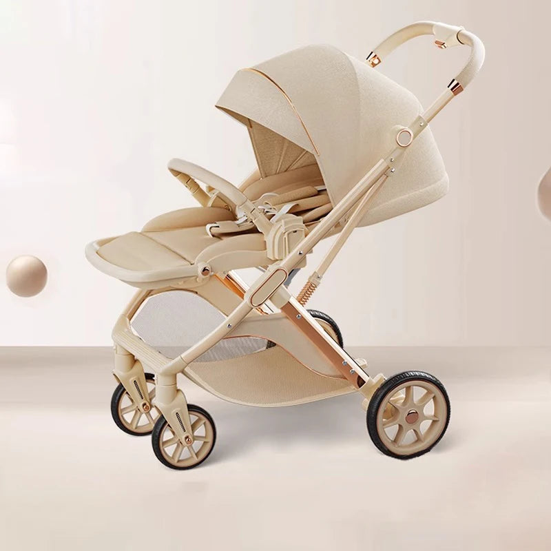Baby carrige can sit or lie down Lightweight Folding Newborn Baby High Landscape Stroller Two-way Push Anti Vibration Wheels