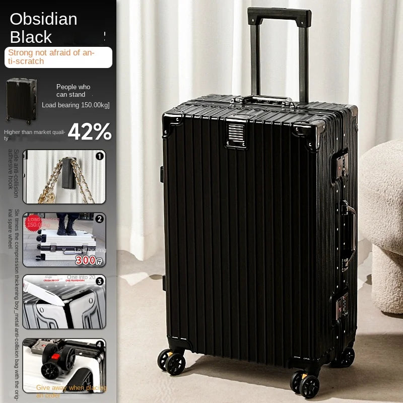 Suitcase Aluminum Frame New Luggage Men and Women Password trolley case Student Removable Wheel 20/28 inch Travel Suitcases