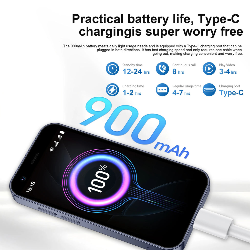 SERVO 18SE Mini Smartphone Android OS 3.0" Fullview Display 3G Cellular 2GB+16GB Face Unlock Small Mobile Phones GPS Play Store