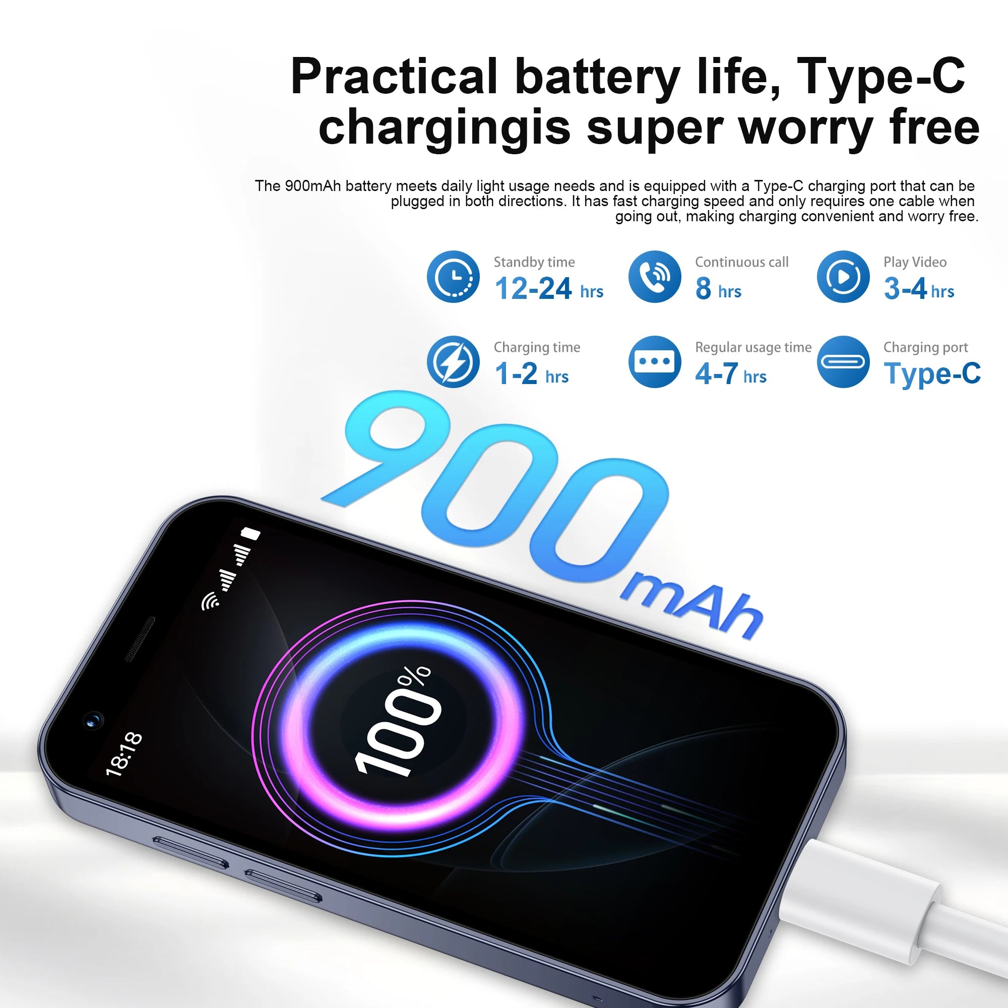 SERVO 18SE Mini Smartphone Android OS 3.0" Fullview Display 3G Cellular 2GB+16GB Face Unlock Small Mobile Phones GPS Play Store