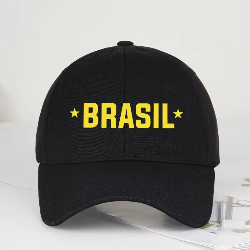 Brazil Fans “BRASIL” Printed Soft-Peak Baseball Cap Unisex Adjustable Sun Hat for Soccer Enthusiasts Adult Child Sunscreen Hats
