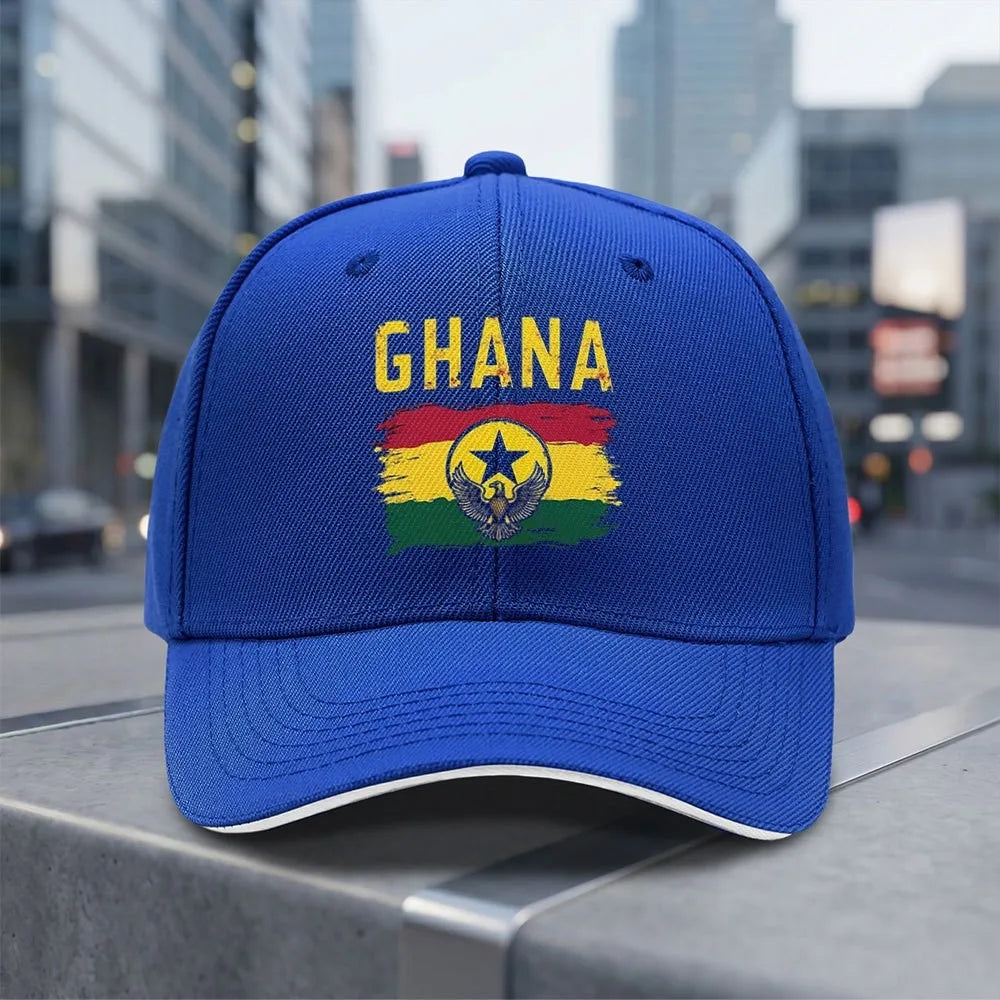 Ghana Flag Distressed Baseball Cap Adjustable Unisex Outdoor Sports Curved Brim Hat